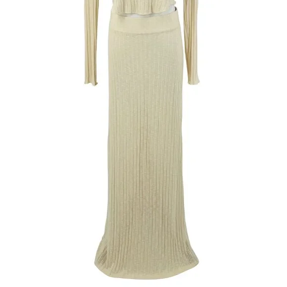 NWOT Free People Knit Co-Ord Top Maxi Skirt Set | Coastal Soft Girl Minimalist L - Picture 6 of 16